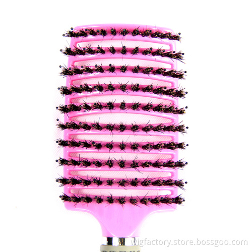 Anti-static Heat-resistant Curved Vent Boar Bristle detangling hair brush Massage Combs for Pro Hair Salon Barber Hair Styling